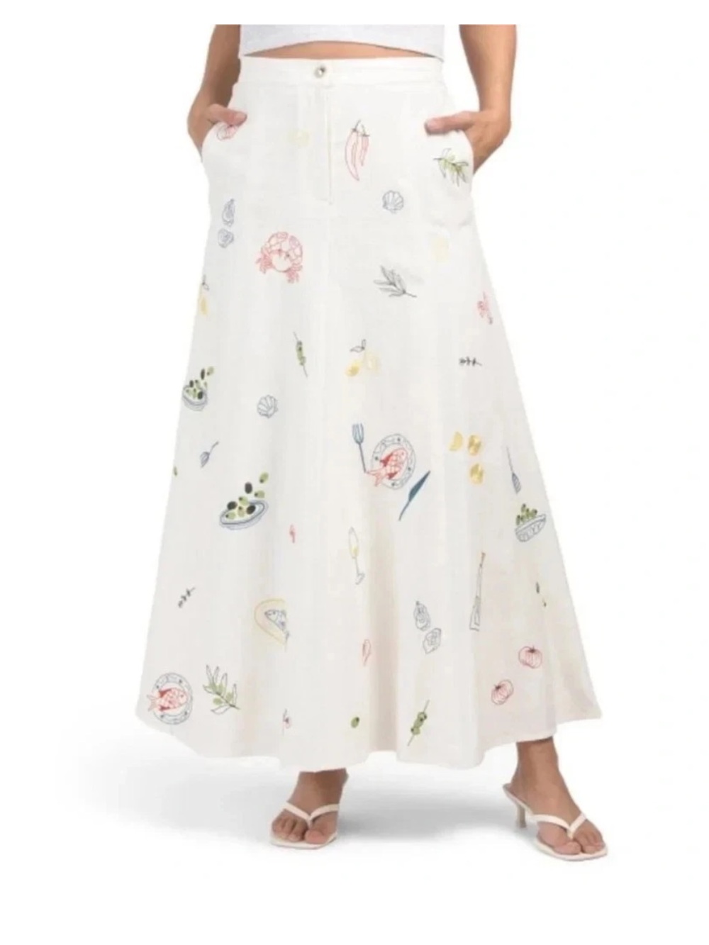 Caroline Constas Embroidered White Maxi Skirt - Picture 6 of 12